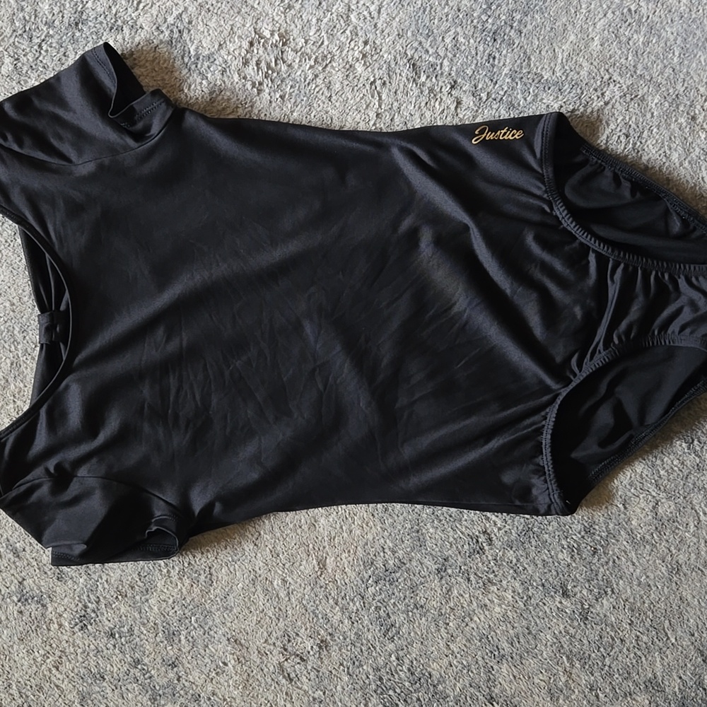 Justice Black Leotard with Gold Accent